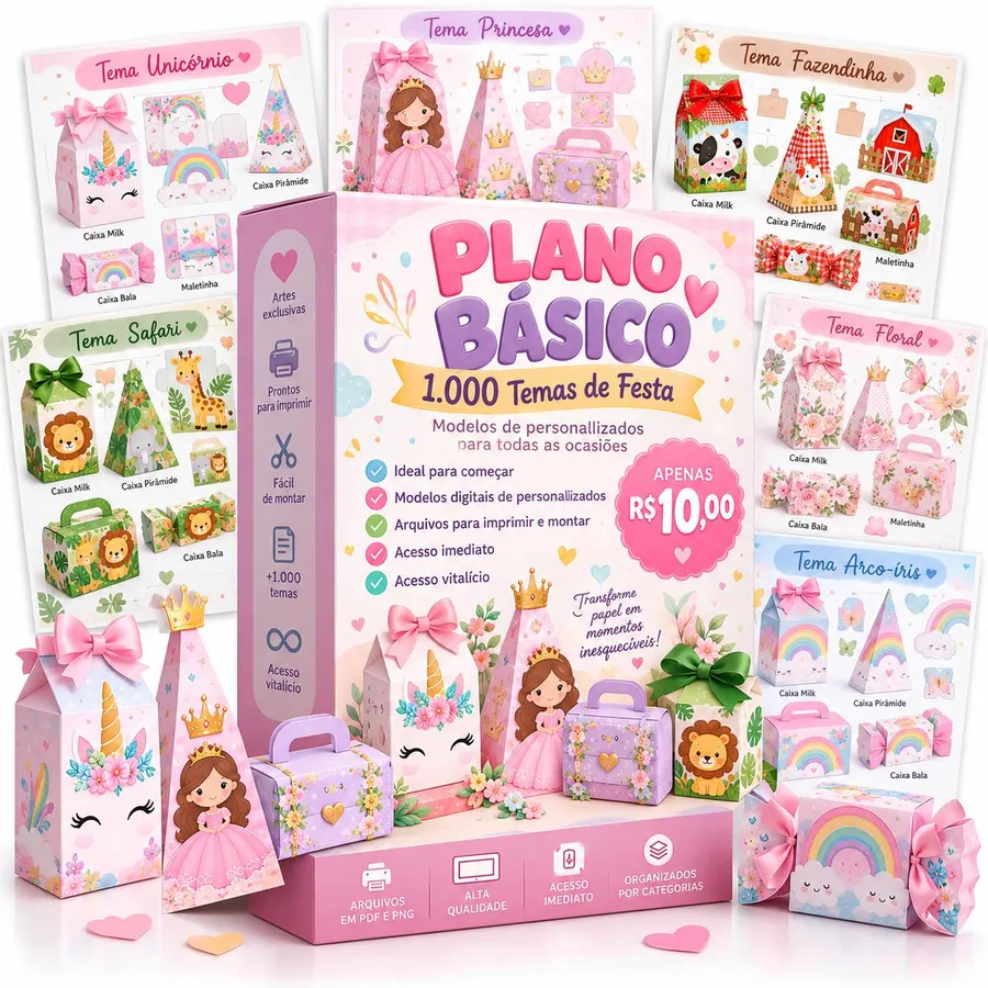 Mockup do Plano Básico com 1.000 temas de festa