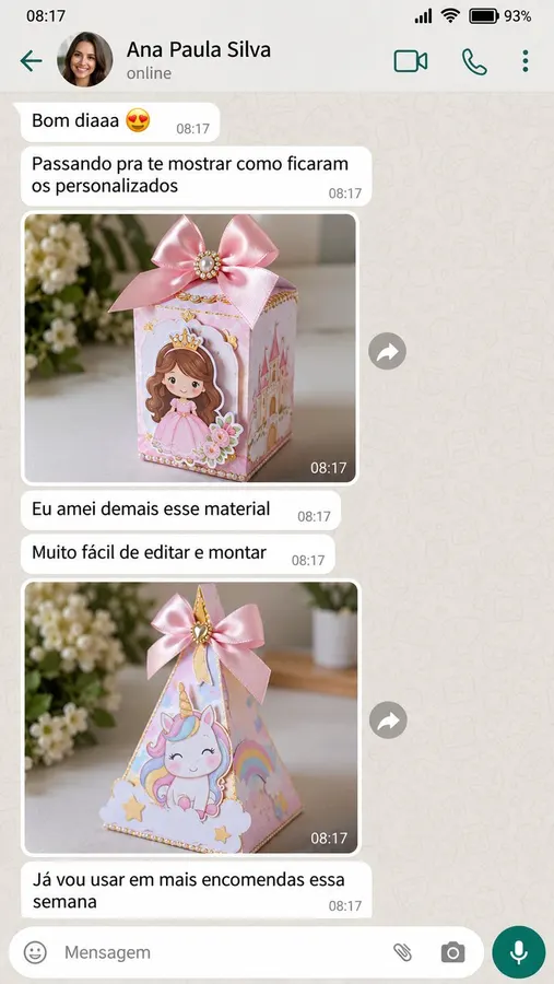 Print de conversa com depoimento de cliente