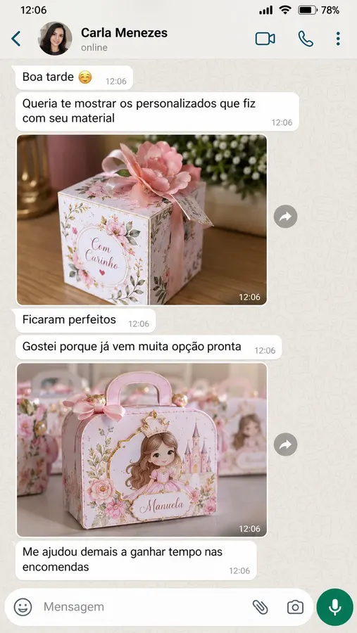 Print de conversa com depoimento de cliente
