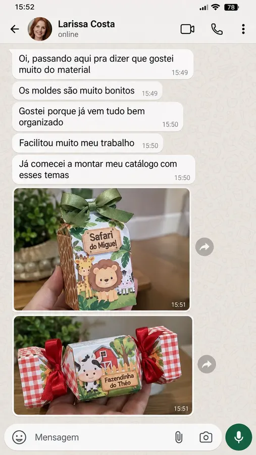 Print de conversa com depoimento de cliente